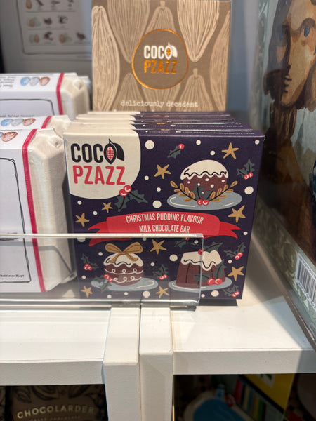 Coco Pzazz Christmas Pudding Flavour Milk Chocolate Bar