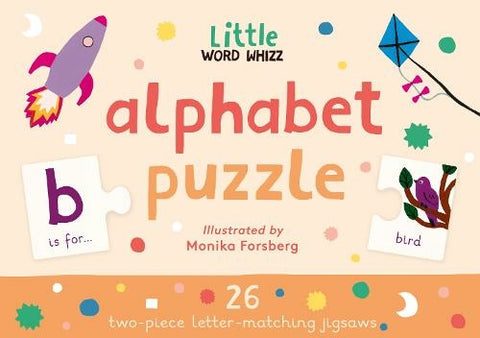 This boxed set contains 26 individual puzzles to encourage letter recognition and matching skills. Each 2-piece puzzle features a picture to match to every letter from A to Z, promoting language and literacy development, as well as hand-eye coordination. A fun addition to the Little Word Whizz range, which has been developed in conjunction with a Harvard Professor of Early Learning and Development, Dr. Meredith L. Rowe.