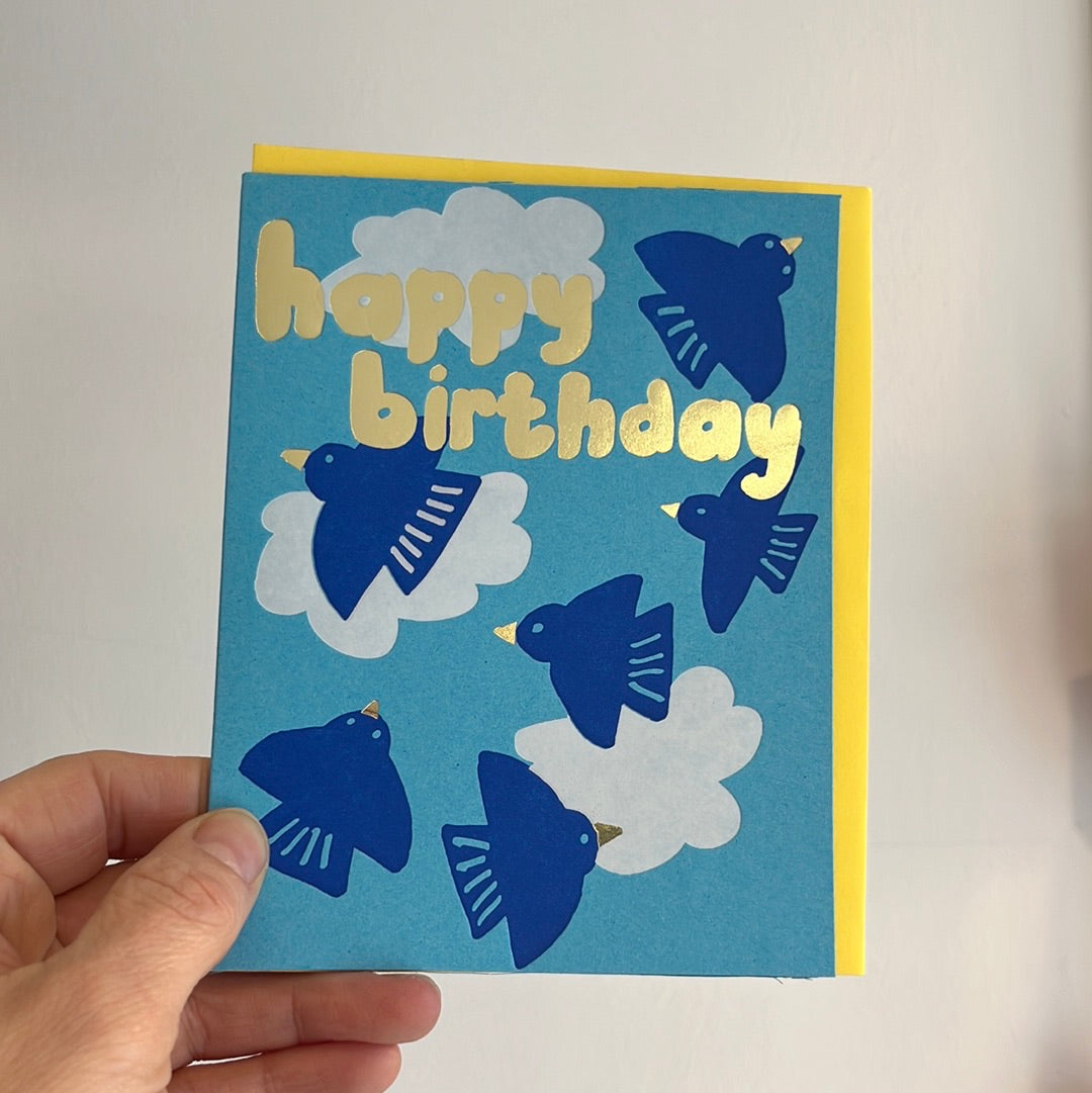 Happy Birthday Birds in Flight Card